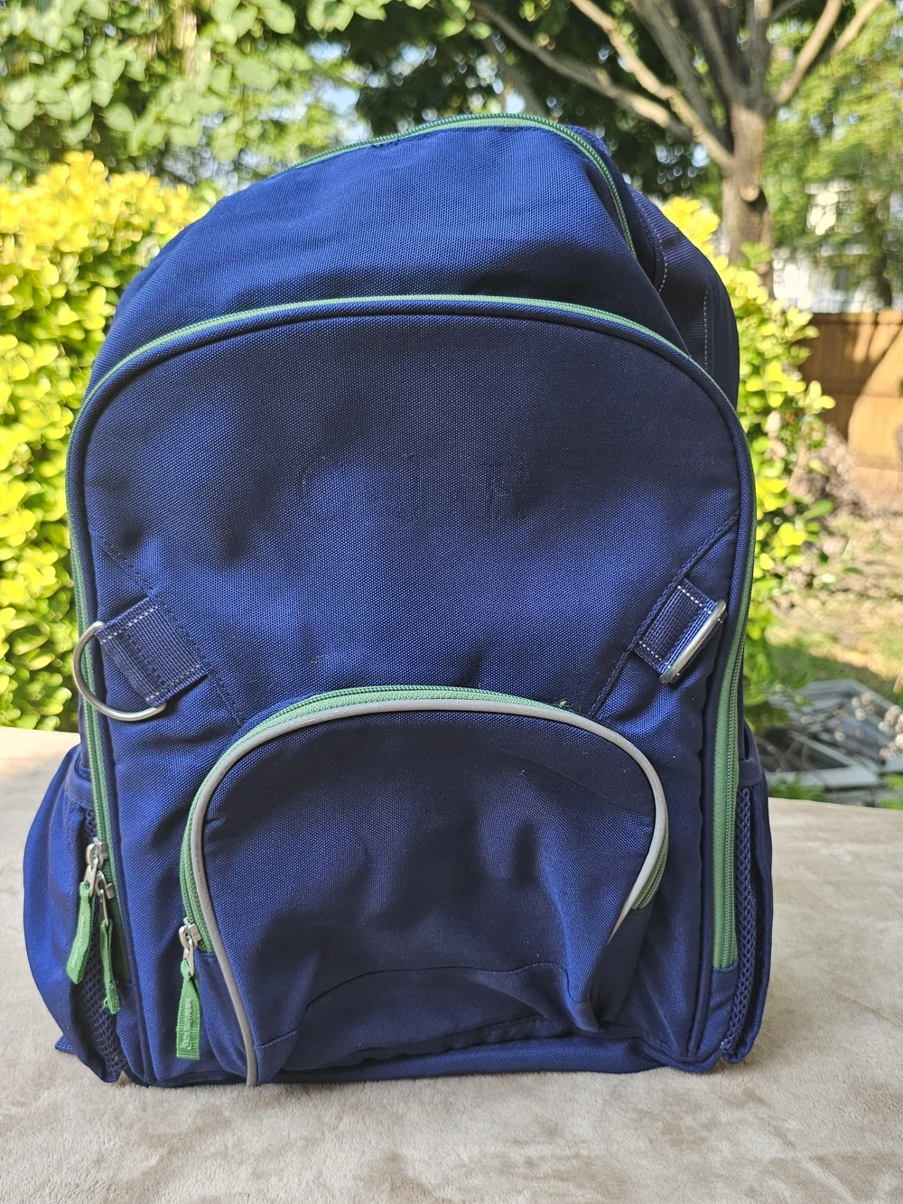 Pottery Barn Kids Navy Blue Backpack with Green Trim